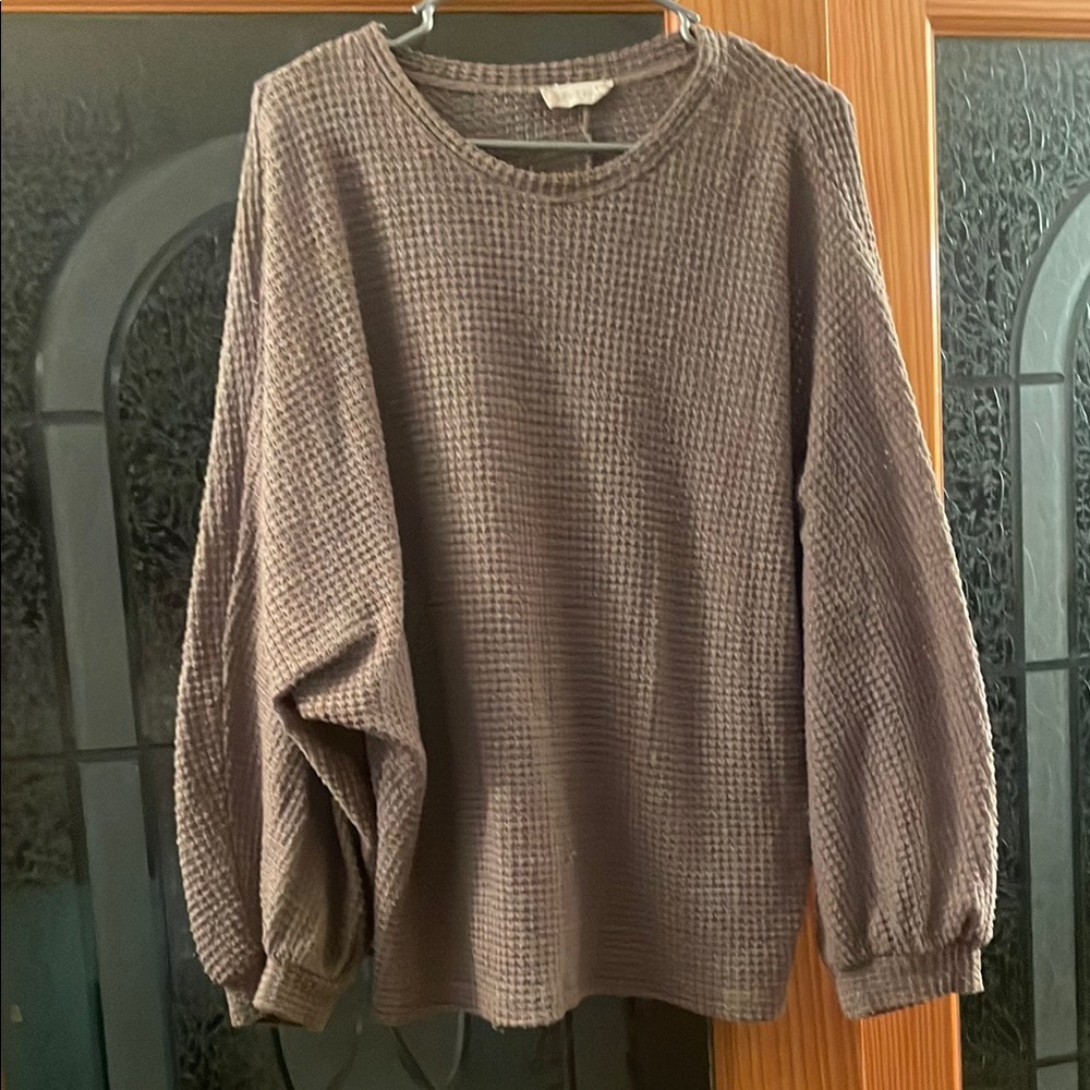 Altar'd State Purple-ish / Brown Waffle Knit Sweater